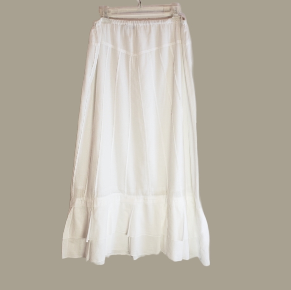 SOLD -Siganka White Cotton Beach Skirt - Picture 3 of 6